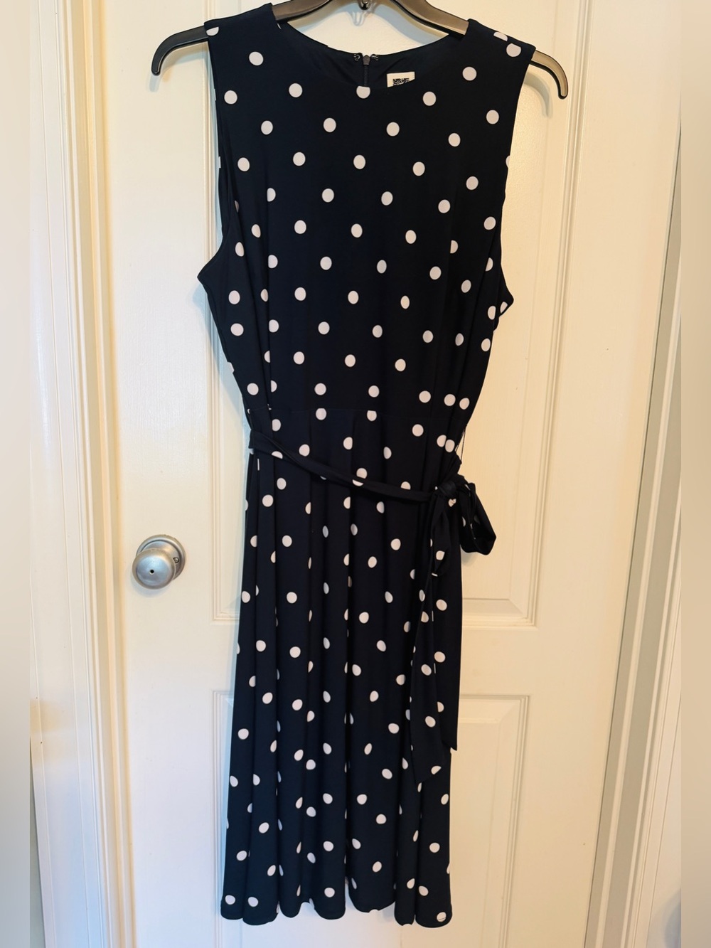 Anne Klein Black Midi Dress with White Polka Dots